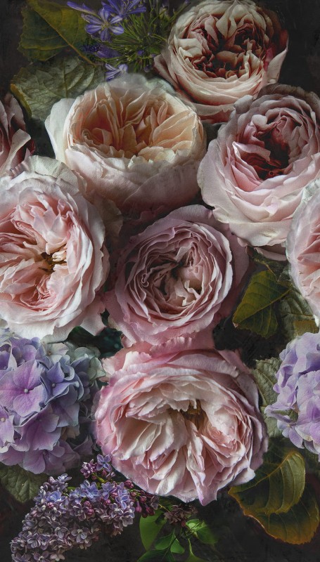 MURAL A52101 ROMANTIC FLOWERS - ONE ROLL ONE MOTIF