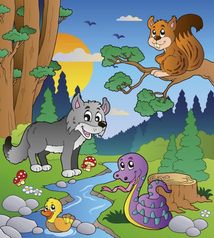 Fototapeta na flizelinie MS-3-0336 FOREST ANIMALS