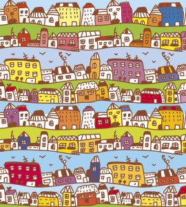 Fototapeta na flizelinie MS-3-0345 HOUSES IN THE TOWN