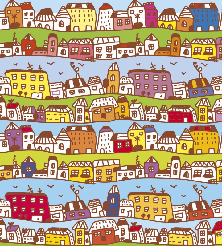 Fototapeta na flizelinie MS-3-0345 HOUSES IN THE TOWN