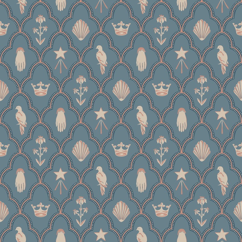 Tapeta S10272 Le Village - Turtledove barn indigo blue