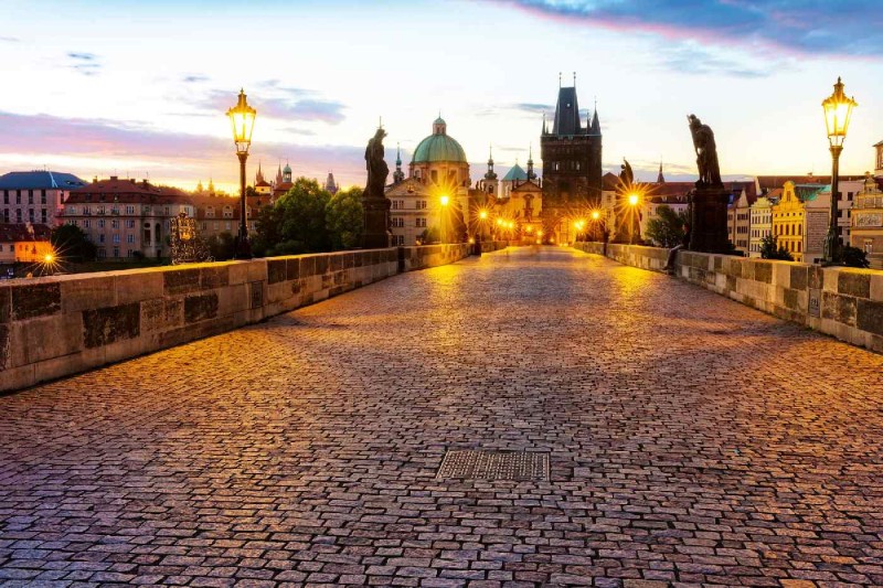 Fototapeta na Flizelinie MS-5-0668 Most Karola nocą 375 x 250 cm