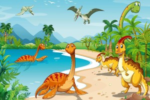 Fototapeta na flizelinie MS-5-1461 Dinozaury na plaży 375 x 250 cm