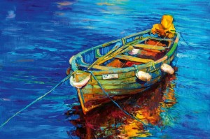 Fototapeta na flizelinie MS-5-2036 Malowanie - Łódź na morzu 375 x 250 cm