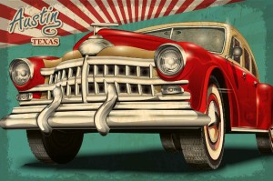 Fototapeta na flizelinie MS-5-2164 Plakat retro Austin 375 x 250 cm