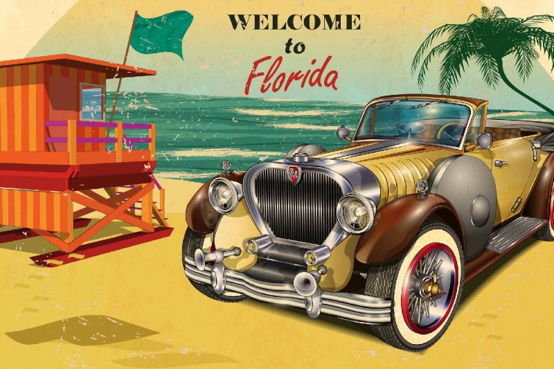 Fototapeta na flizelinie MS-5-2173 Plakat retro Floryda 375 x 250 cm
