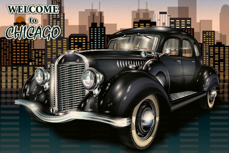 Fototapeta na flizelinie MS-5-2175 Chicago plakat retro 375 x 250 cm