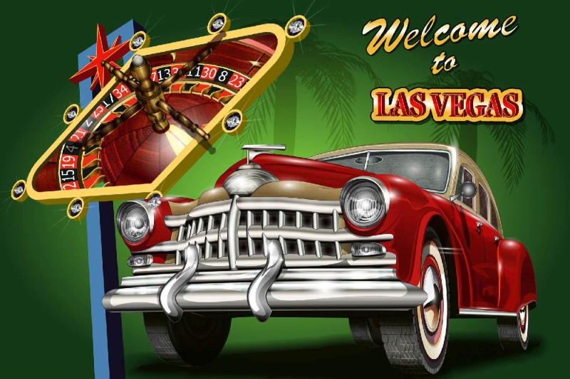 Fototapeta na flizelinie MS-5-2178 Plakat retro Las Vegas 375 x 250 cm