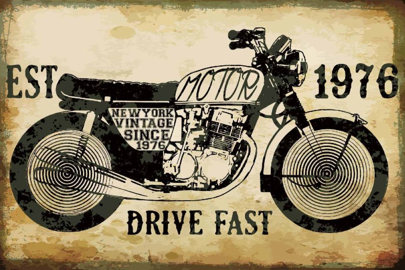 Fototapeta na flizelinie MS-5-2202 Retro plakat motocyklowy 375 x 250 cm