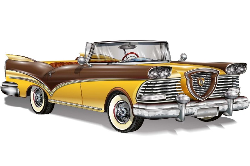 Fototapeta na flizelinie MS-5-2208 Retro żółta convertible 375 x 250 cm