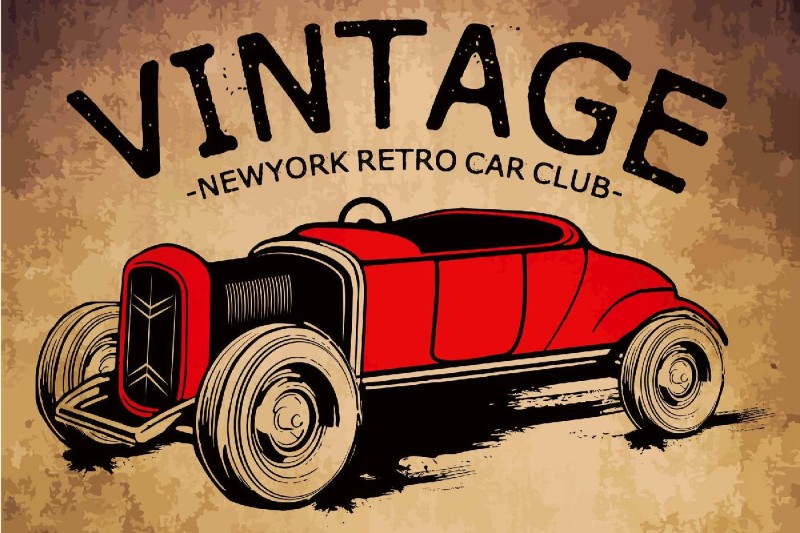 Fototapeta na flizelinie MS-5-2211 Plakat Vintage Car 375 x 250 cm