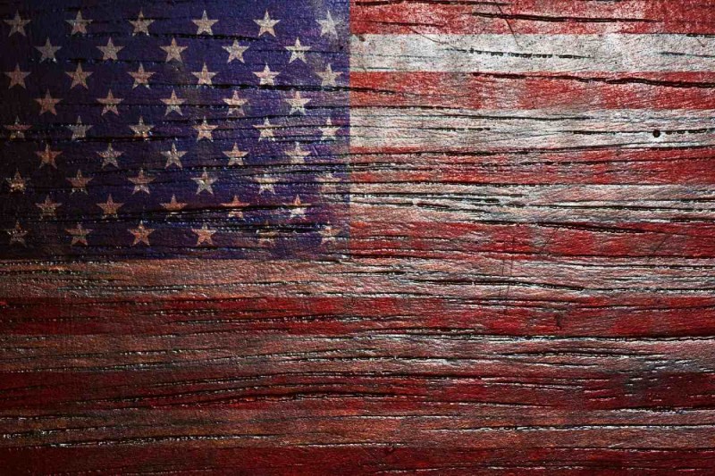 Fototapeta na flizelinie MS-5-3016 flaga USA na drewnie 375 x 250 cm